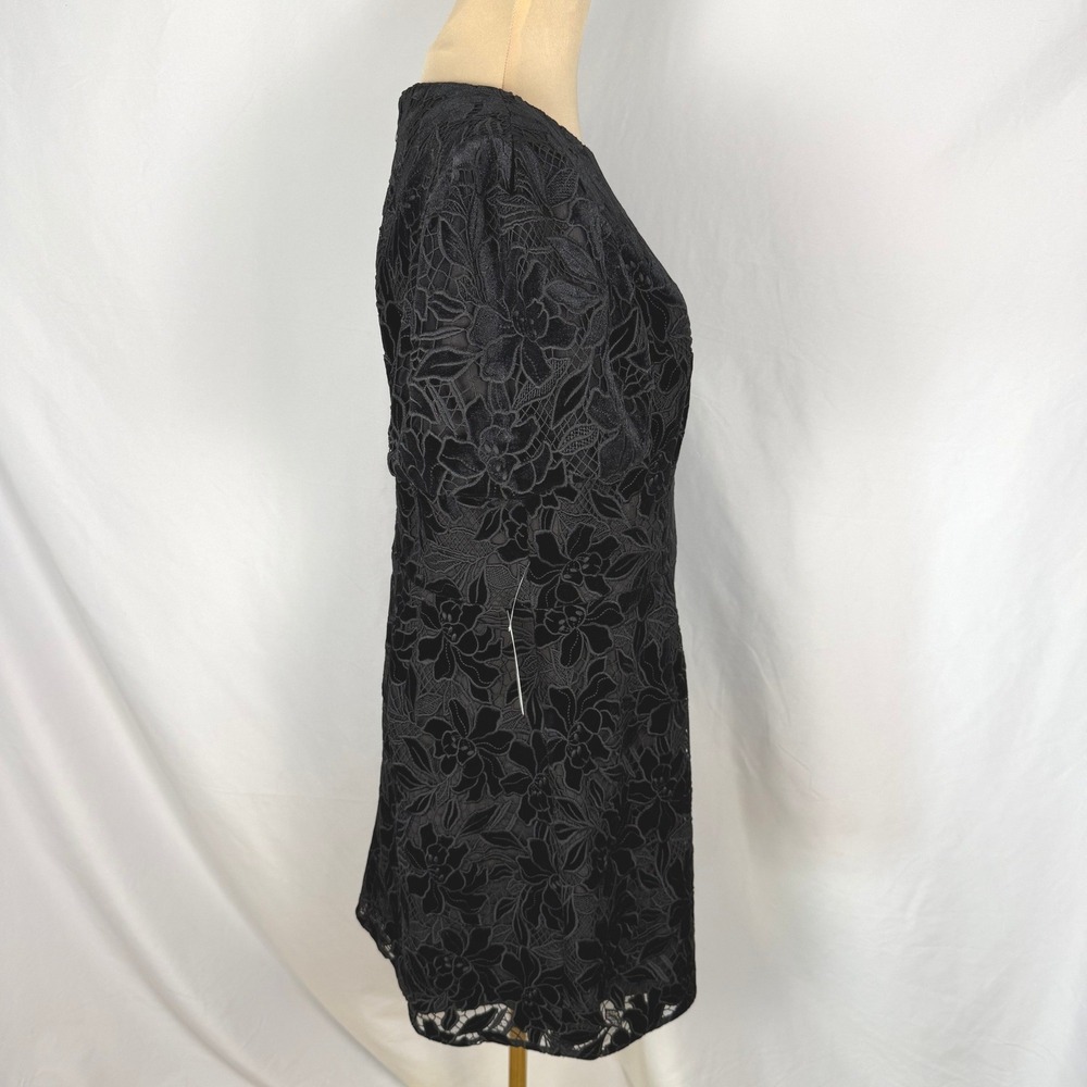NWT Dress the Population Elsie Black Cut out Velvet Lace Cocktail Dress Sz L - Picture 3 of 14